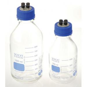 HPLC ねじ口びん　DURAN　4ホ゜ートキャッフ゜付　500mL [017270-500A]