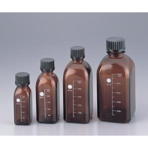 ねじ口瓶角型茶　黒キャップ付　５００ｍｌ [2-079-03]