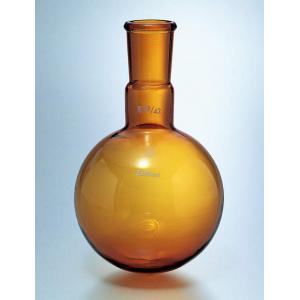 透明摺合せ丸型フラスコ　茶色 |||３００ｍｌ　栓２９／４２  